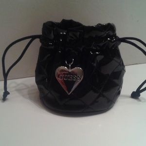 NWT GUESS DRAWSTRING JEWELRY CASE SILVER LOGO